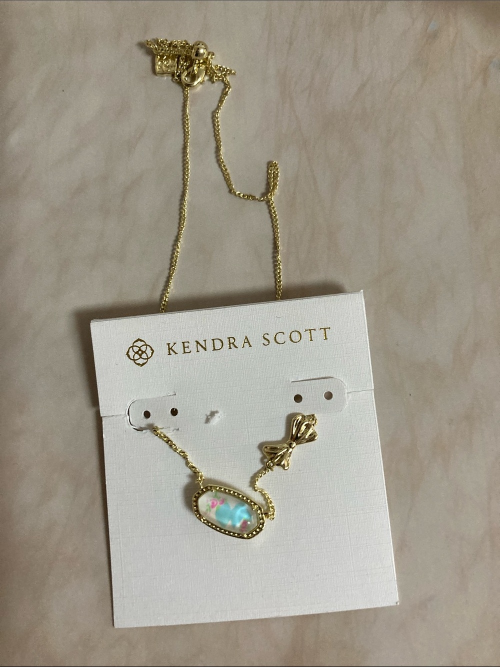 Kendra Scott Gold Opal Illusion Pendant Necklace with Iridescent Stone